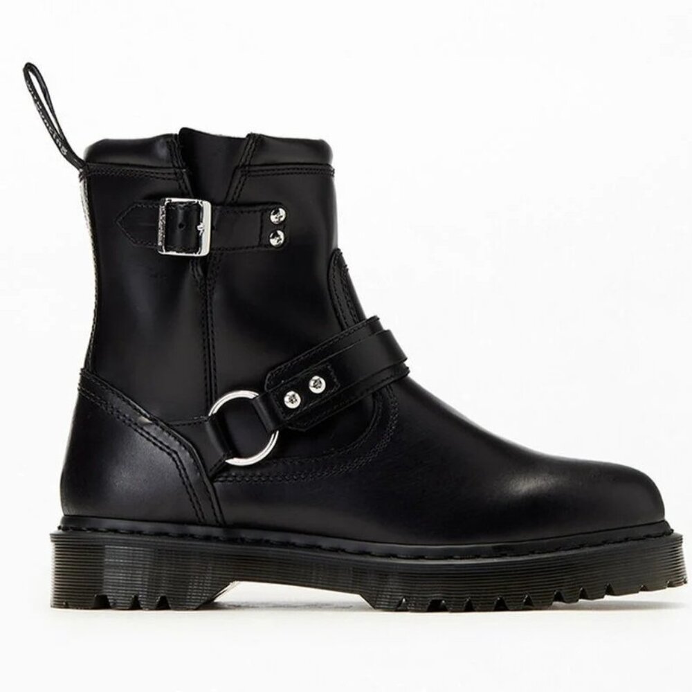 Dr Martens Anistone Black Harness Leather Low Biker Boots EU 39 US 7/8 NIB - Picture 4 of 6